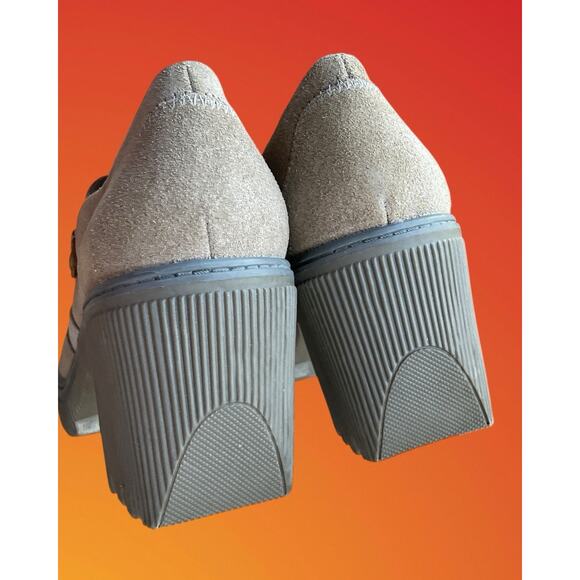 Caterpillar CAT Chunky Platform Y2K Lug Heels Leather Beige Tan Suede Shoes 9 - Picture 9 of 12